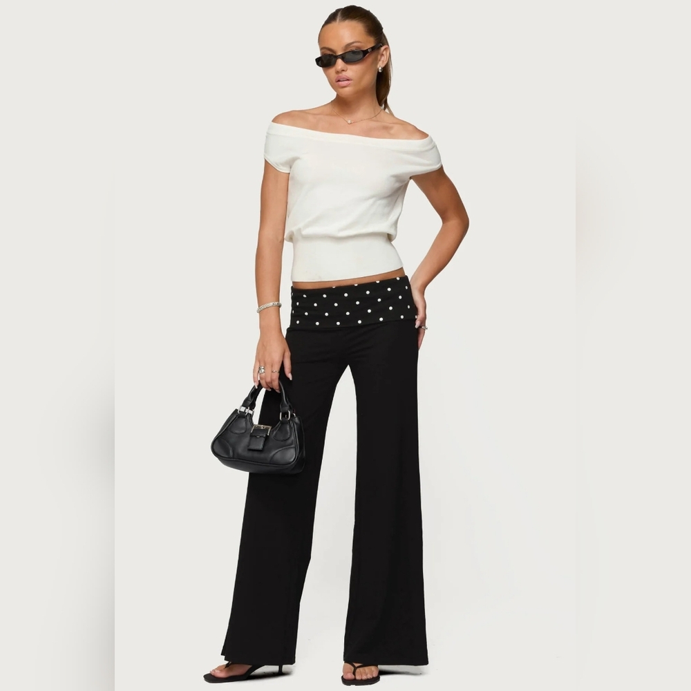 🔴SOLD🔴New Edikted Reeva Wide Leg Low-rise Foldover Polka Dot Pants Size Medium
